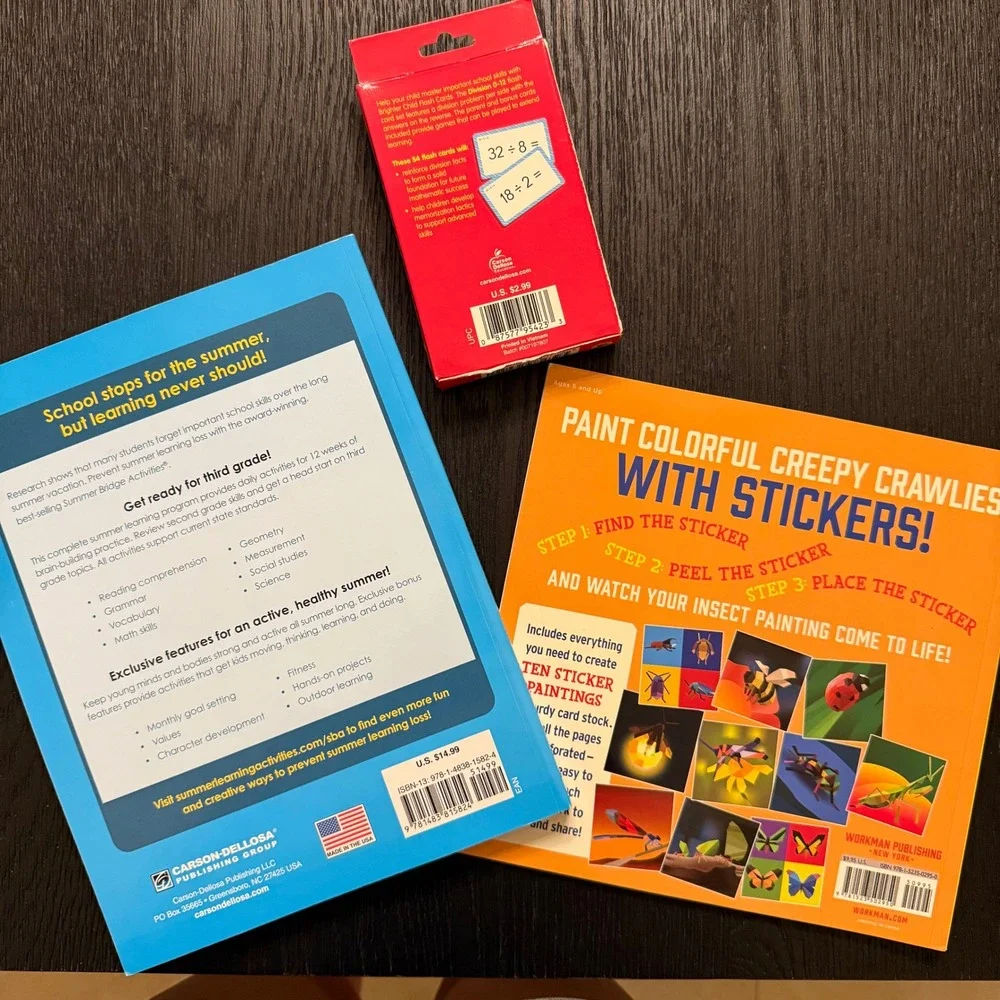 Kids Learning Activity Bundle Summer Bridge Paint by Sticker & Division Card NEW